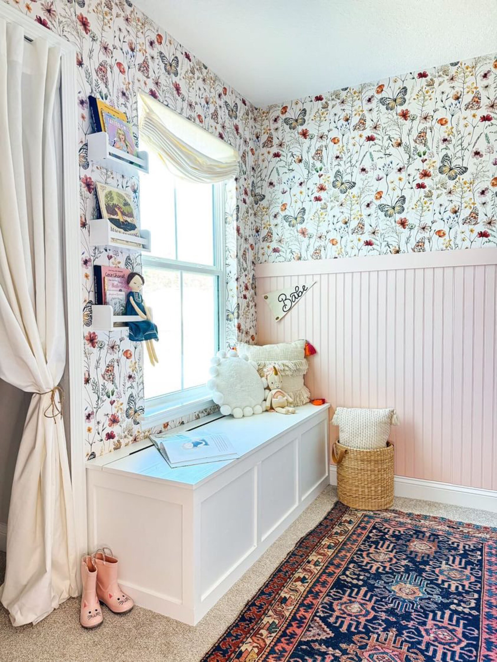 Whimsical Butterfly & Floral Peel and Stick Wallpaper - Handmade ...