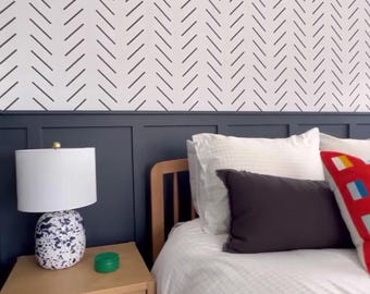Scandi Chevron Wallpaper. Herringbone White Black Oversized Removable Peel and Stick Wallpaper. Modern Wallpaper. Minimalistic wallpaper