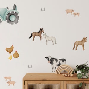 Farm Animal Decals / Farm Animal Decor / Removable Animals/ Boy Room / Tractor Stickers / Horse and Cow Peel and Stick / Nursery Decor