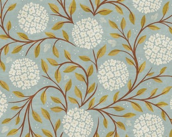Bramble and Bloom Wallpaper, Vintage Floral Wallpaper, Blue Green Botanical Wallpaper, Cottagecore Wallpaper, Nursery Decor
