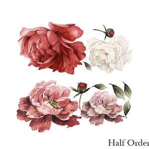 Large Flower Wall Mural | Peel and Stick Wallpaper | Self Adhesive Wall Mural | Removable Wall Paper | Girls Room Decal | Peony Wallpaper Half Order