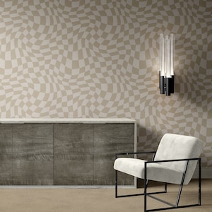 Vibrant Wavy Checkerboard Peel and Stick Wallpaper - Modern Geometric Adhesive Wall Decor in Assorted Colors - Easy Apply Removable Murals