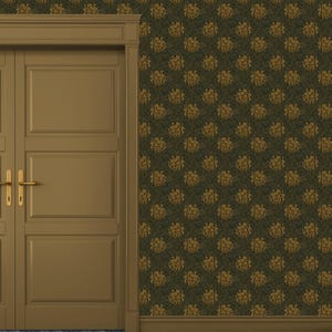 Block Print, Mustard Leaf Wallpaper, Textured Style Peel and Stick Wallpaper for the Home, Midcentury Floral Wallpaper, Vintage Botanical