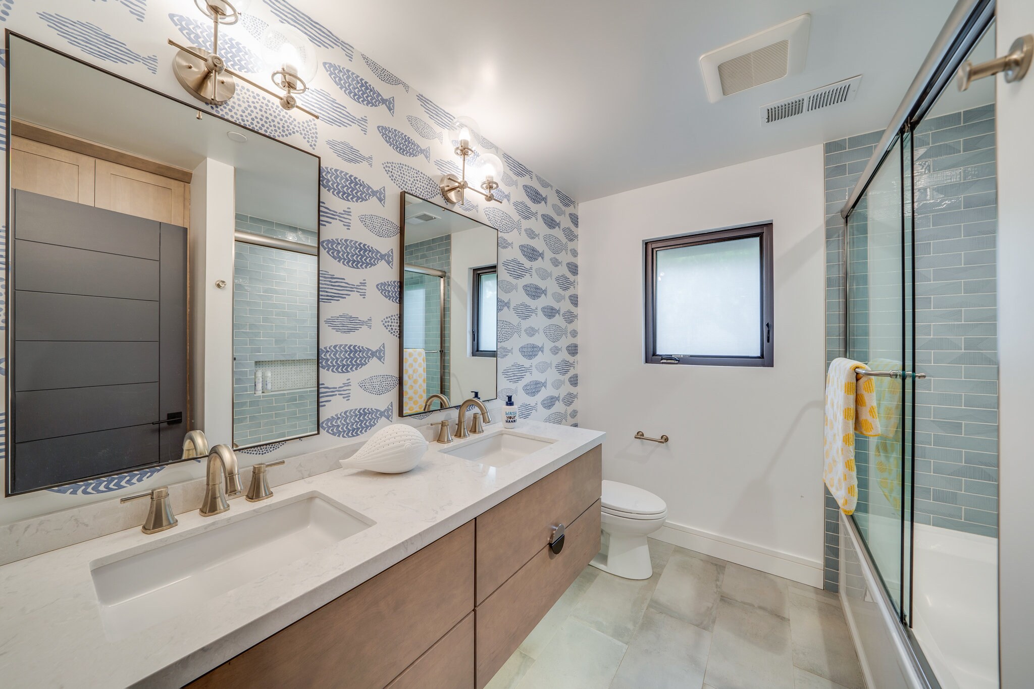 Blue Fish Removable Wallpaper Beach Wall Decor Cabin Etsy