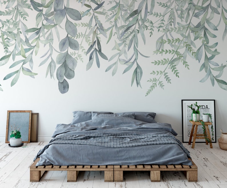 Rainforest Wallpaper Mural, Wall Murals, Peel and Stick, Leaves, Wall Decal, Leaf, Wall Covering, Green Decor, Nature Decor image 2