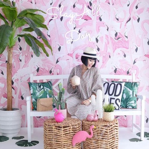 Flamingo Wallpaper Removable Wallpaper Peel and Stick Etsy