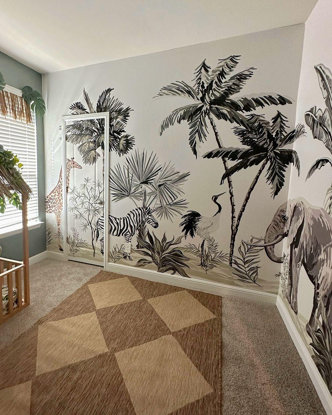 Jungle Animal Wallpaper Mural - Kids Safari Nursery Decor - Etsy
