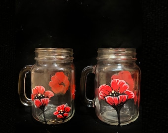 Poppy Mason Jar Mugs