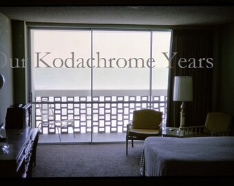 60's Luxury Ocean View Room on Florida Coast, 4000 dpi, print up to 16 x 20, 1960's American Vacation Scene, Kodachrome Photo Slide Download