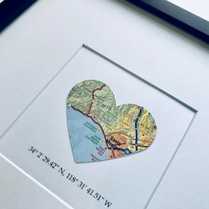 Carte cardiaque encadrée + coordonnées - Cadre noir de 8x8 pouces - Cadeau personnel - Carte personnalisée - Cadeau de mariage - Cadeau de fiançailles - Cadre carré