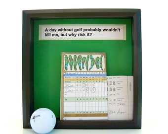 Sale! Shadow Box for Golf Score Cards  - Ticket  Holder - Gift for Golfer - Score Card Holder Box - Drop In Shadow Box - Can Be Customized