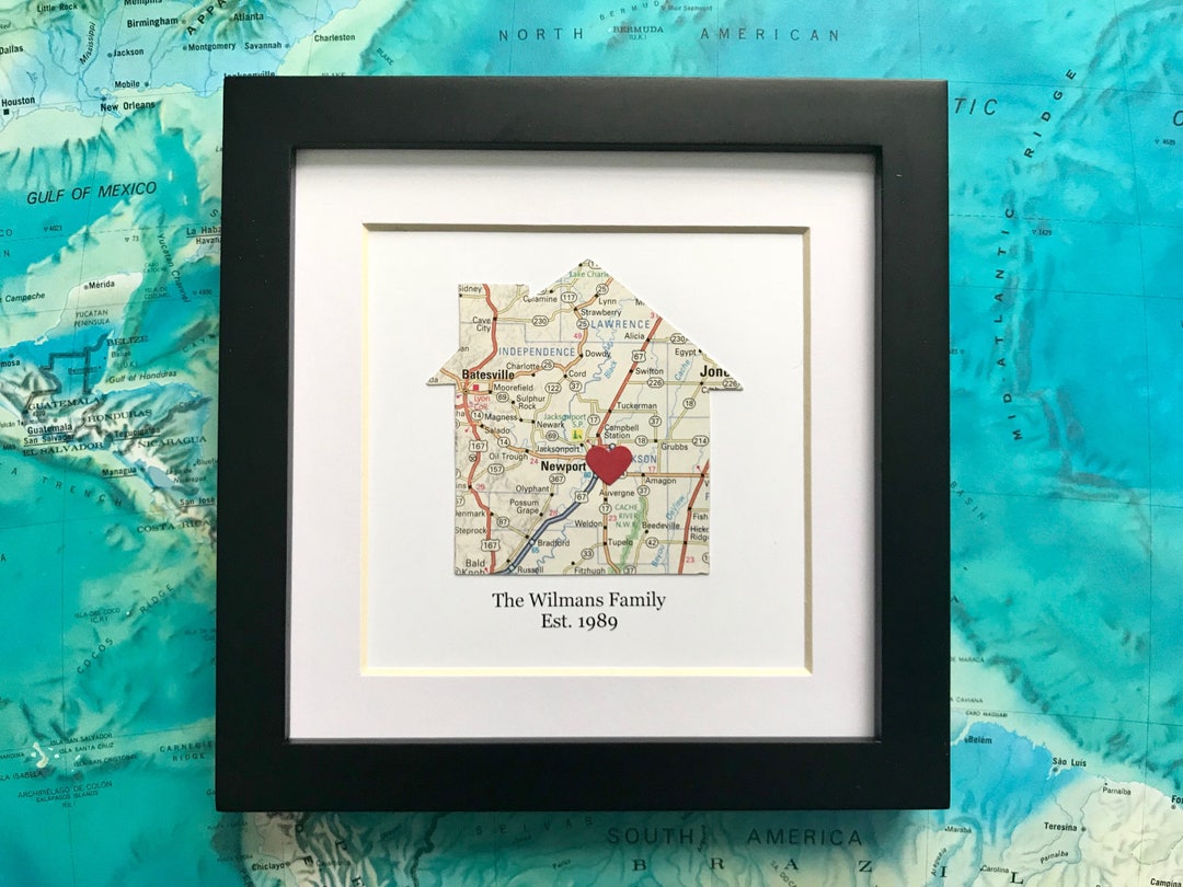 Framed House Shaped Map With Text: Customized by You - 5x5 Inch Frame ...