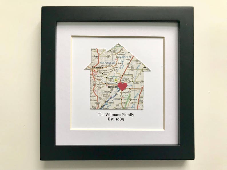 Framed House Map 5x5 Inch Frame Housewarming Gift House Etsy