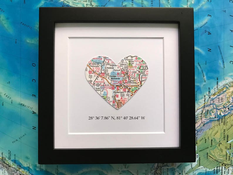 Framed Map With Coordinates Customized 5x5 Frame Image 0