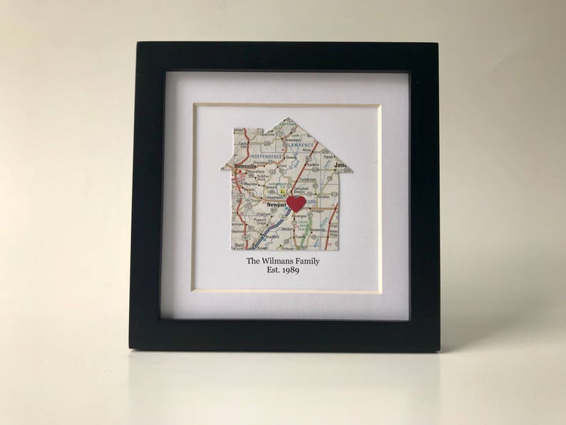 Framed House Shaped Map With Text: Customized by You - 5x5 Inch Frame ...