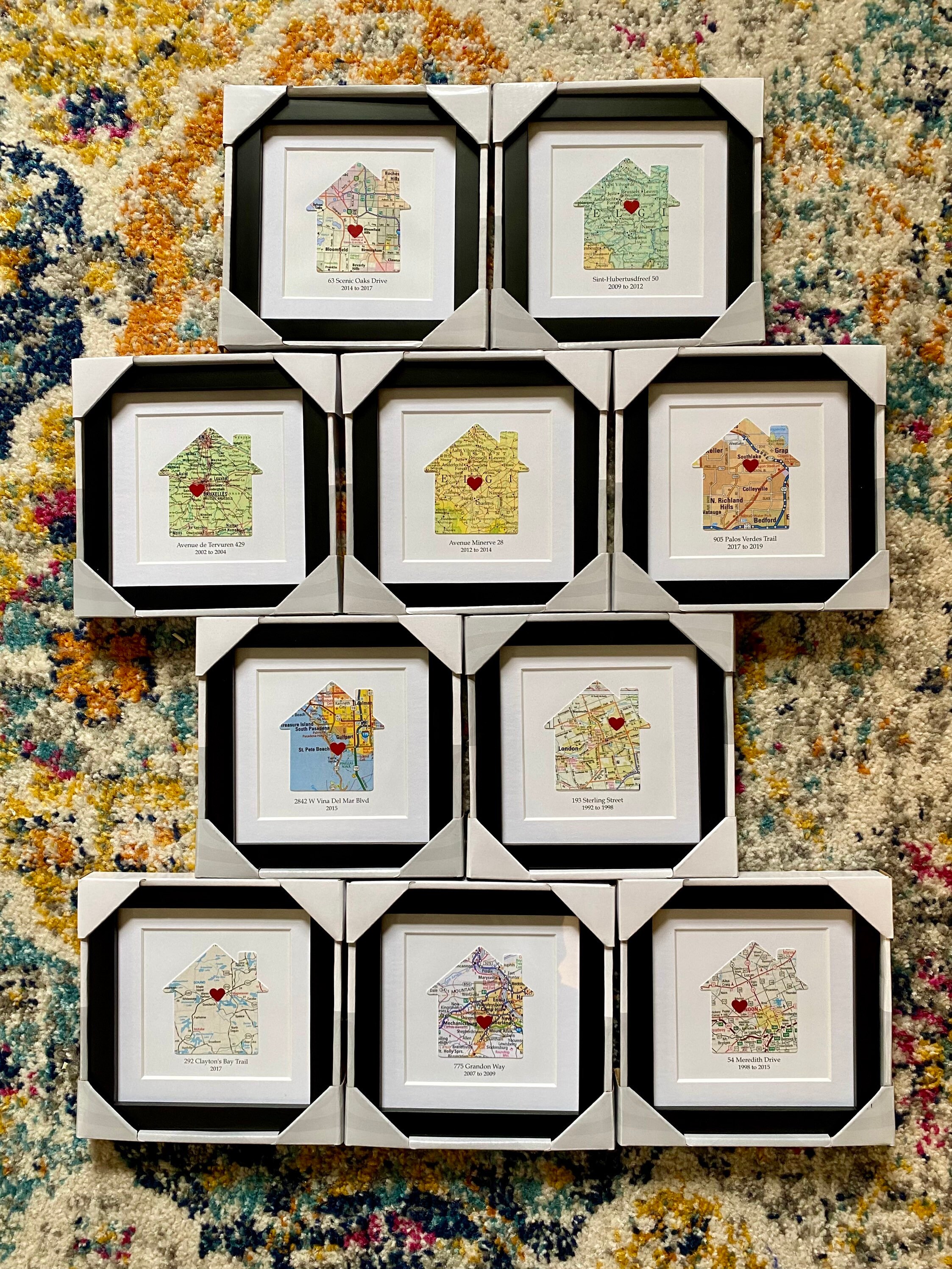 Framed House Shaped Map With Text: Customized by You - 5x5 Inch Frame ...