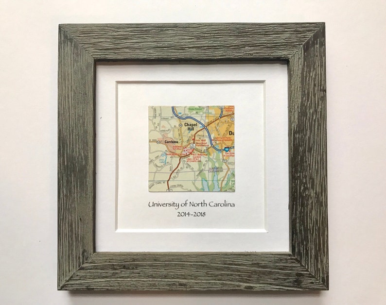 Framed Map & GPS Coordinates Custom Map Gift Latitude Longitude 5x5 inch FRAME Engagement Gift Gallery Wall Art Valentines Day image 6