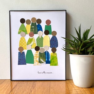 Diversity Art Print: Paper Collage, Love & Unity Theme (8x10)