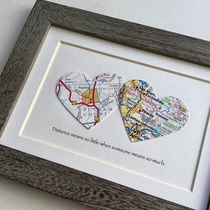 Coeurs de carte encadrés - Choisissez des cartes et du texte - Cadeau pour carte - Cadre 5 x 7 pouces - Art de carte personnalisé - Cadeau longue distance - Cadeau de mariage - Pour un ami