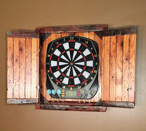 Dartboard Cabinet For Small Electronic Dartboard Made To Etsy