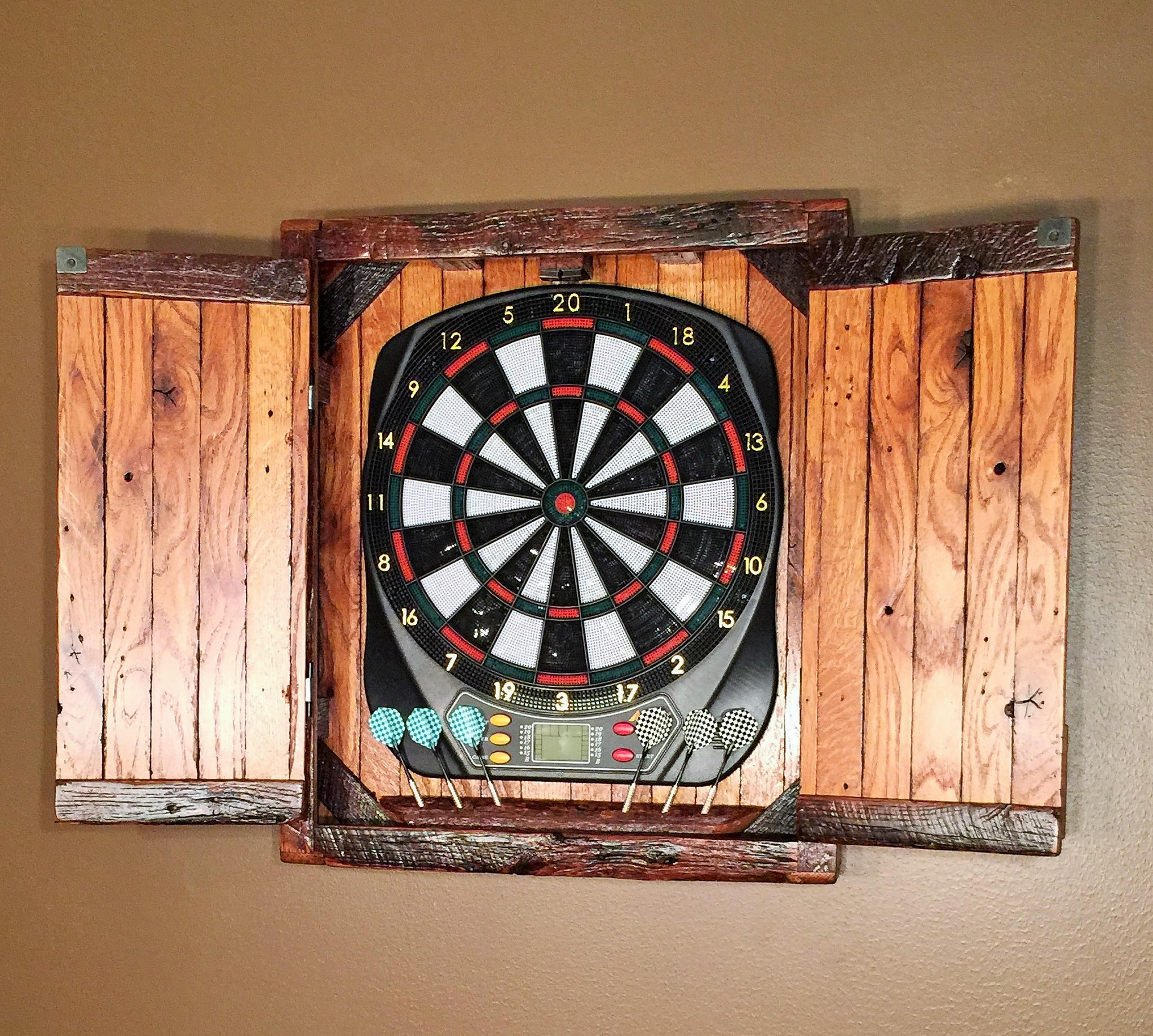 how to install a dart board cabinet