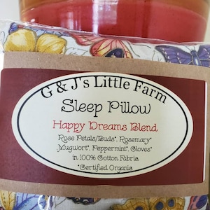 Herbal Sleep/Dream Pillows, Made with Certified Organic Herbs and 100%Cotton Fabric, Handmade, Multiple Blends and Prints to choose from.