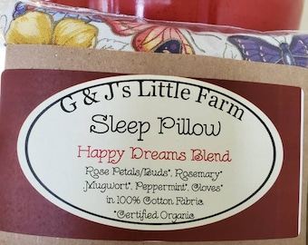 Herbal Sleep/Dream Pillows, Made with Certified Organic Herbs and 100%Cotton Fabric, Handmade, Multiple Blends and Prints to choose from.