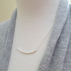 Sterling Silver tube necklace, .925 Sterling Silver curbed bar necklace...dainty,everyday, simple, birthday, wedding, bridesmaid jewelry