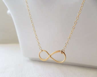 Gold infinity necklace, infinity, eternety necklace, Center/Off Center Infinity Necklace..dainty, simple, birthday, wedding, bridesmaid gift