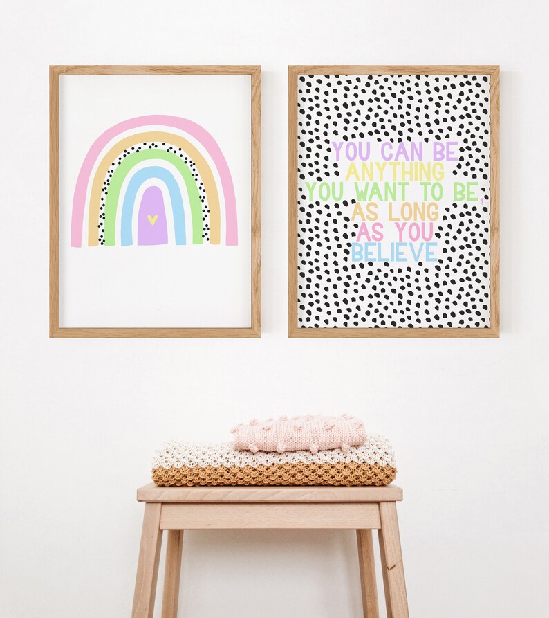 Pastel Rainbow Prints Dalmatian Wall Art Rainbow Wall Art Nursery Decor Kids Prints Pastel Rainbow Decor Dalmatian Print image 1