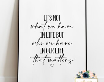 DIGITAL DOWNLOAD - Who We Have In Our Life - Family Quote - Simplicity Prints - Home Prints - Quote Prints - Monochrome Prints