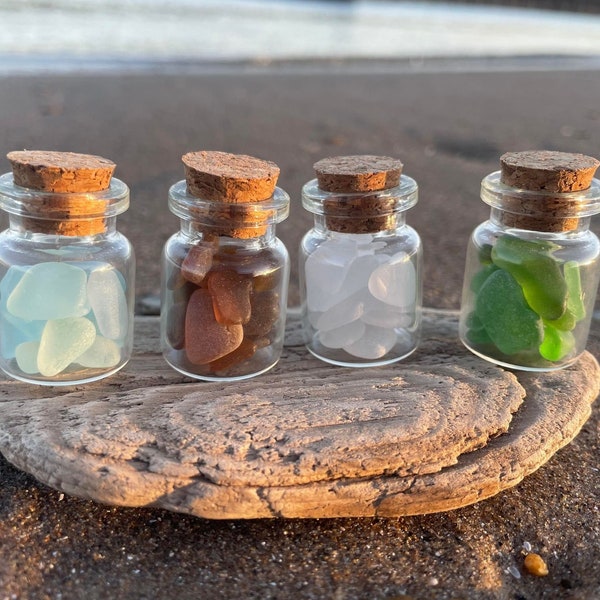 Beach Glass in Miniature Bottle, Genuine Sea Glass from Lake Michigan, Perfect for Beach House Decoration, Small Gifts, Party Favors