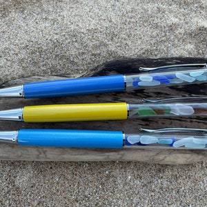 Sea Glass Filled Pen, Black Ink Refillable Pen, Genuine Beach Glass from Lake Michigan, Perfect Gifts for Teachers/Grads