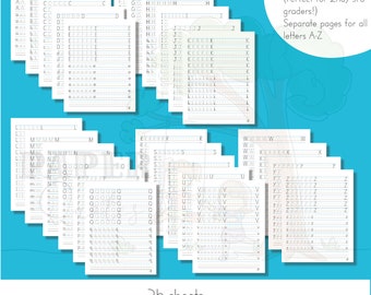 ABC Handwriting Practice 1/2-inch ruled | Printable | Vertical | Individual pages for each letter perfect for 2nd/3rd grade