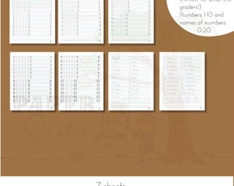 Number Handwriting Practice 1/2-inch ruled | Printable | Vertical | Perfect for 2nd/3rd grade | Number and Number Name Practice