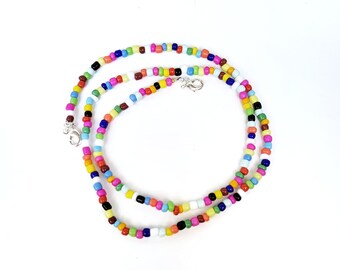 Beaded Fack Mask Chain, Multicolor, Rainbow, mask holder, lanyards, fashion, necklace, accessories, gifts, mask keeper, mask chain kids
