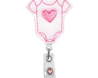 Baby Onesie (Pink) -Nicu / Labor and Delivery Nurses Badge Holder - Cute Badge Reels - Unique  ID Badge Holder - Felt Badge - RN Badge Reel