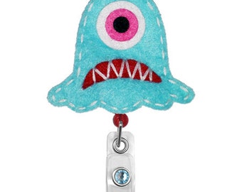 Carino blu un occhio mostro - porta Badge - infermieri distintivo titolare - distintivo carino bobine - ID univoco distintivo titolare - feltro distintivo - RN Badge Reel