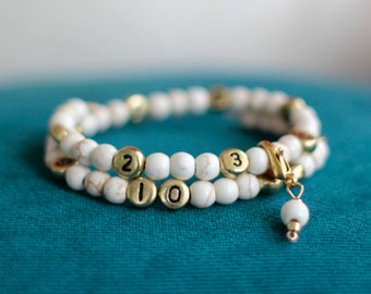 New Mom Gift - Nursing Bracelet / Breastfeeding Tracking Bracelet - Baby Shower Gift - New Mother / Mommy Gift - White Howlite with Gold