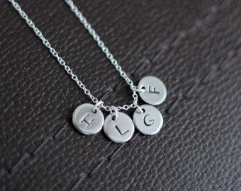 Grandmother's Necklace - Mother's Day - Tiny Stamped Initials Personalized Necklace - Grandma Gift - Grandmother Gift - Grandma Necklace