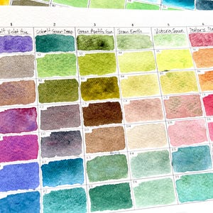 Tabla de mezclas de acuarelas de 6 x 6 - Hoja de muestras digitales / Acuarelas / Tabla de mezclas / Hoja de muestras / Recursos de arte