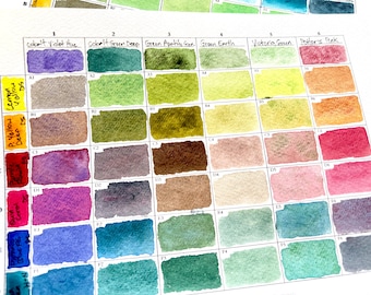 6 x 6 Watercolor Mixing Chart - Digital Swatch Sheet | Watercolors | Mixing Chart | Swatch Sheet | Art Resources