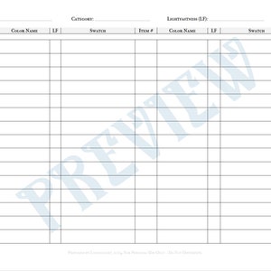 Blank Colored Pencil Digital Swatch Sheet