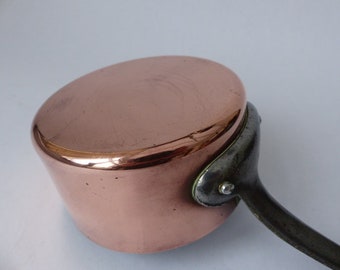 Antique Chef's Heavy Copper Sauce Pan, Copper Display Pan, Kitchen Ware
