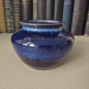 Vintage Cobalt Blue Flambe British Studio Art Pottery Vase   --  We Do Combine Shipping