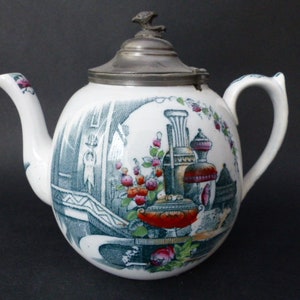 Viktorianische Teekanne – 19. Jh. Teekanne T.I. & J Emberton Staffordshire, Brüssel Muster