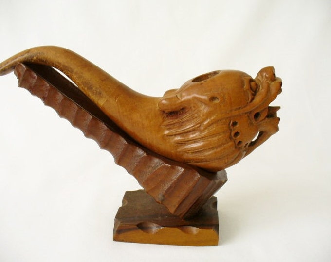 Carved Wood Oriental Dragon Pipe Dragon Head Pipe Etsy