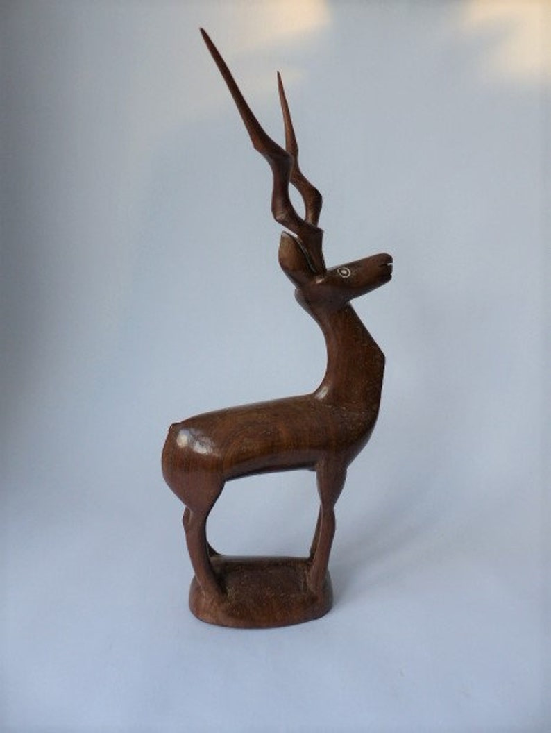 EarlyMid Century African Tribal Art Wood Carving East African Lesser Kudu