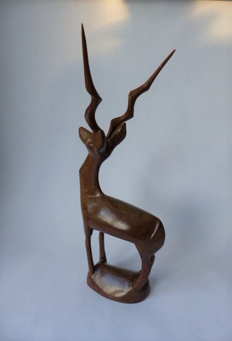 EarlyMid Century African Tribal Art Wood Carving East African Lesser Kudu