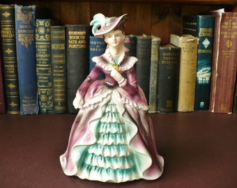 1950's Porcelain Figurine Of A Lady In A Crinoline Dress